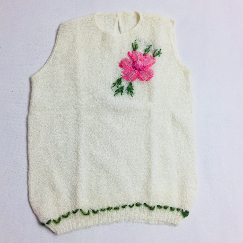 VTG Womens Blouse M Crochet Sleeveless Handmade